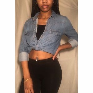 Jean print button up